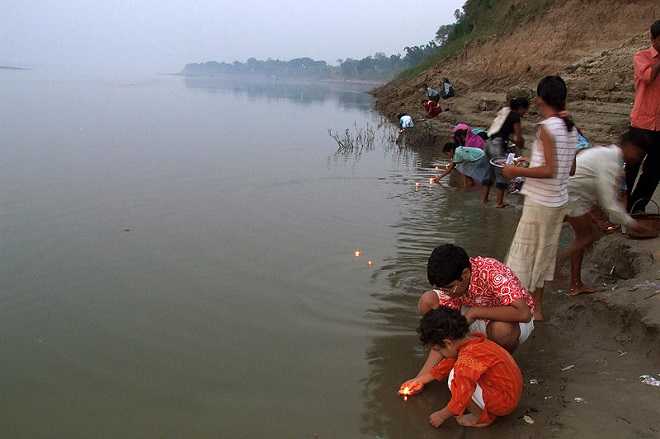 Diya over river Ganges